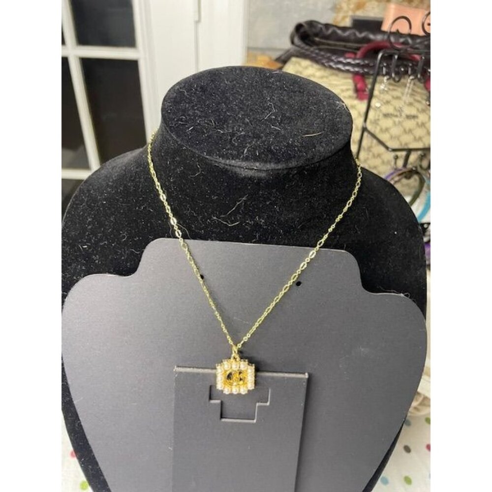 Gucci Upcycled Pearl-Trim GG Pendant Necklace – Multiple Chain Styles, Preloved - Picture 1 of 3